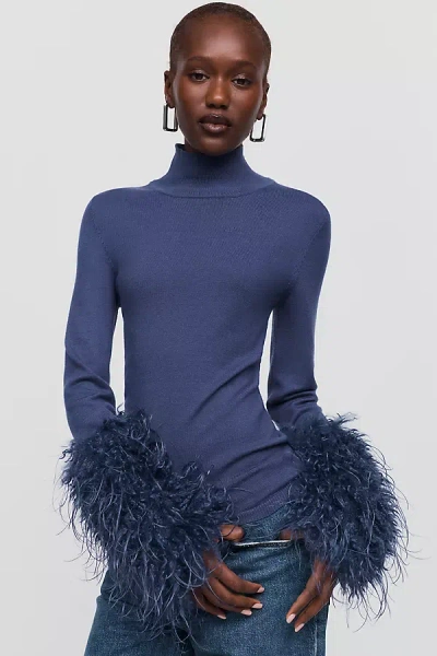 Apparis Aspen Faux-fur Cuff Sweater In Blue