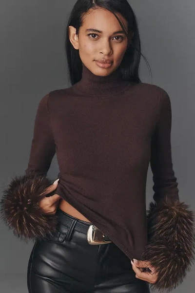 APPARIS ASPEN FAUX-FUR CUFF TURTLENECK SWEATER