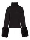 Apparis Aspen Faux-fur Trim Sweater In Black