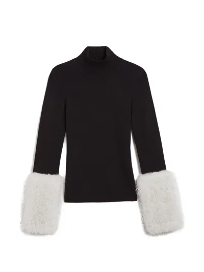Apparis Aspen Faux-fur Cuff Sweater In Black