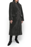 Apparis Double-breasted Coat In Dark Dust