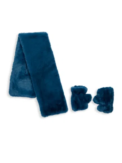Apparis Kids' Baby Girl's Abby 3-piece Faux Fur Set In Blue