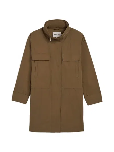 Apparis Bea Drawstring Raincoat In Brown