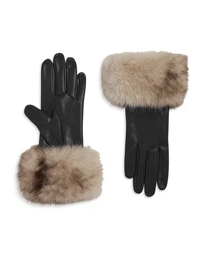 Apparis Betty Faux Fur Cuff Gloves In Black
