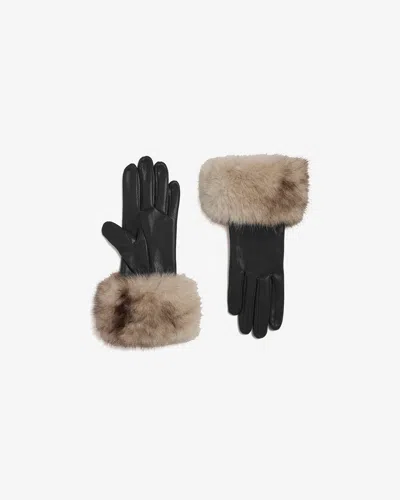 Apparis Betty Mink Gloves In Noir/grey Mink