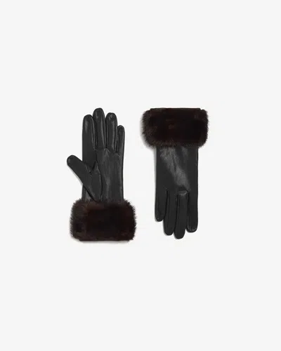 Apparis Betty Shaved Mink Gloves In Noir/noir Multi