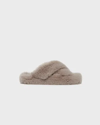 Apparis Biba Faux-fur Crossover Slippers In Grey