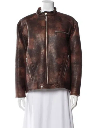 Pre-owned Apparis Biker Jacket In Brown