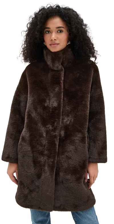 Apparis Blair Coat Espresso In Animal Print