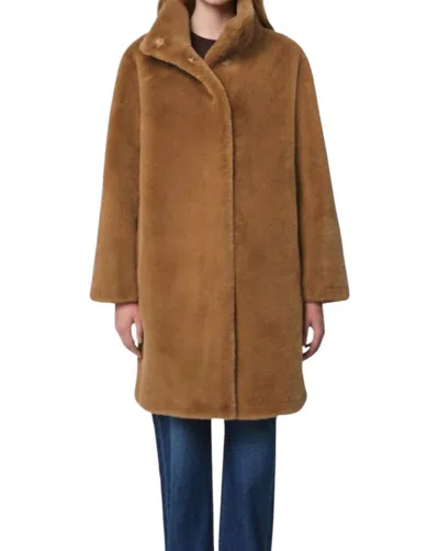 Apparis Blair Faux Fur Mid Length Coat In Brown