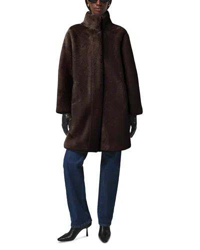 Apparis Blair Faux Fur Mid Length Coat In Black