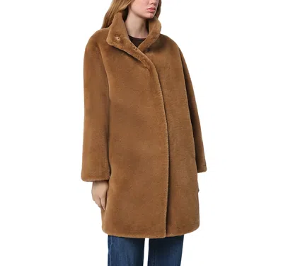 Apparis Blair Faux Fur Mid Length Coat In Brown