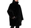 Apparis Blair Faux Fur Mid Length Coat In Noir