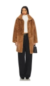 Apparis Blair Faux Fur Mid Length Coat In 카멜