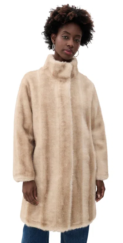 Apparis Blair Shaved Faux Mink Coat Latte Multi