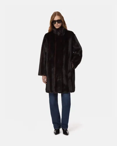 Apparis Blair Shaved Mink Coat In Noir Multi
