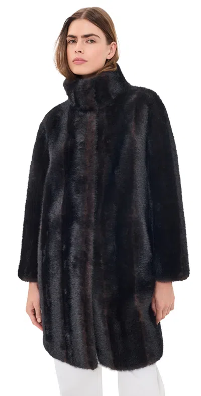 Apparis Blair Shaved Mink Coat Noir Multi In Blue