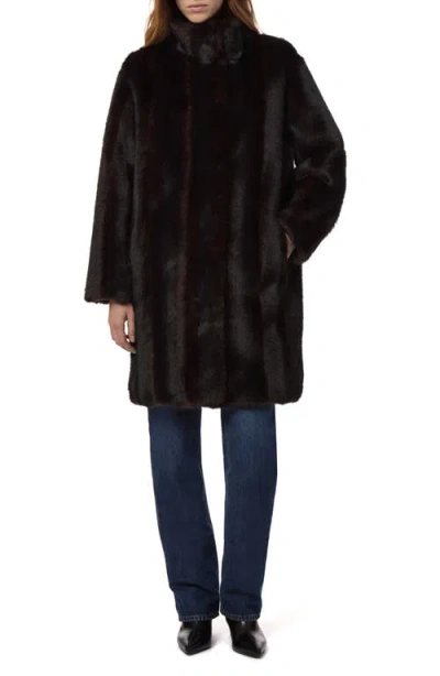 Apparis Blair Shaved Mink Faux Fur Coat In Black