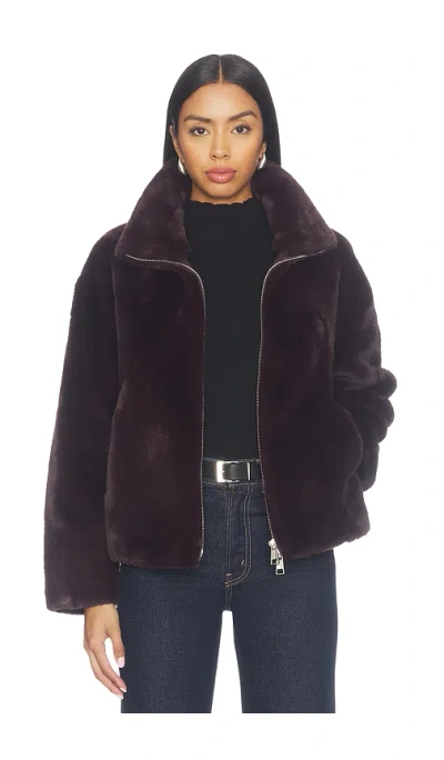 Apparis Brooks Faux Fur Coat In Burgundy