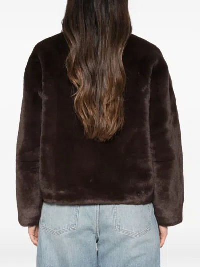 Apparis Brooks Faux Fur Jacket In Brown