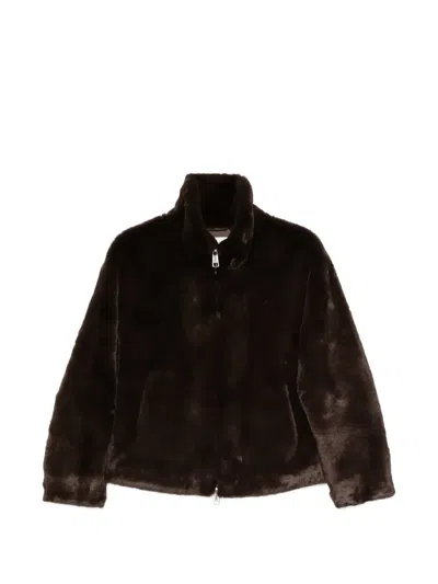 Apparis Brooks Zip-fastening Faux-fur Jacket In Brown