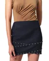 Apparis Bullet Crossover Studded Denim Miniskirt In Indigo