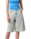 Apparis Button Faded Denim Bermuda Shorts In Light Blue In Multi