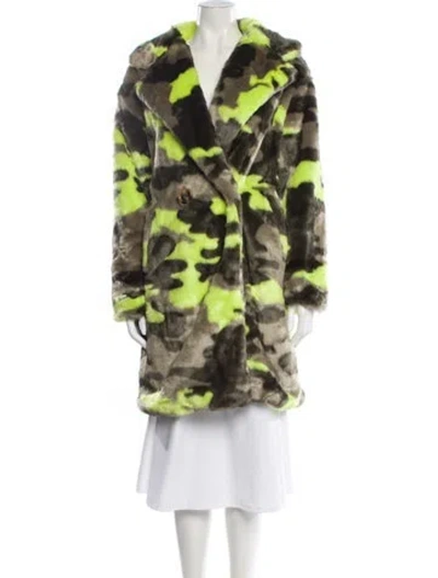 Pre-owned Apparis Camouflage Print Faux Fur Coat In Green