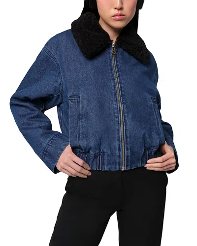 Apparis Carine Denim Bomber Jacket In Indigo/noir