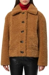 Apparis Charlie Short Reversible Faux Shearling Coat In Hazelnut