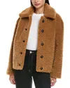 Apparis Charlie Short Reversible Faux Shearling Coat In Brown