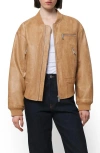 Apparis Faux-leather Bomber Jacket In Dune