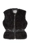 Apparis Cleo Leather Detail Faux Fur Vest In Animal Print