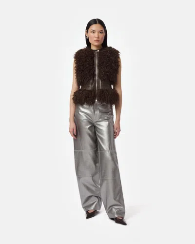 Apparis Cleo Mongolian Vest In Deep Brown/deep Brwn