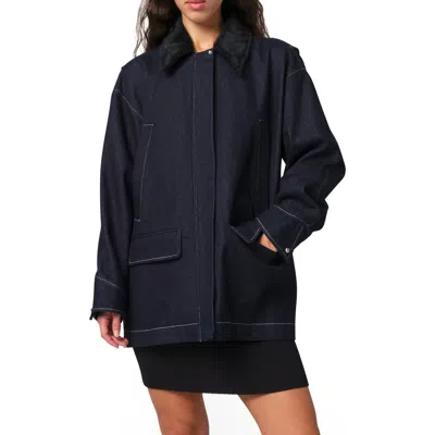 Apparis Clive Raw Denim Workwear Jacket In Blue