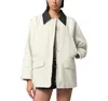Apparis Clive Raw Denim Workwear Jacket In Antique White