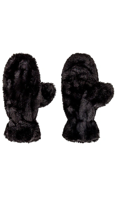 Apparis Coco Faux Fur Mittens In Noir