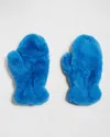 Apparis Coco Faux Fur Mittens In Blue