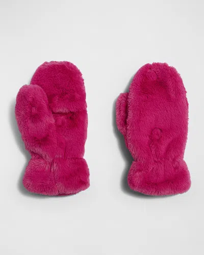 Apparis Coco Faux Fur Mittens In Pink