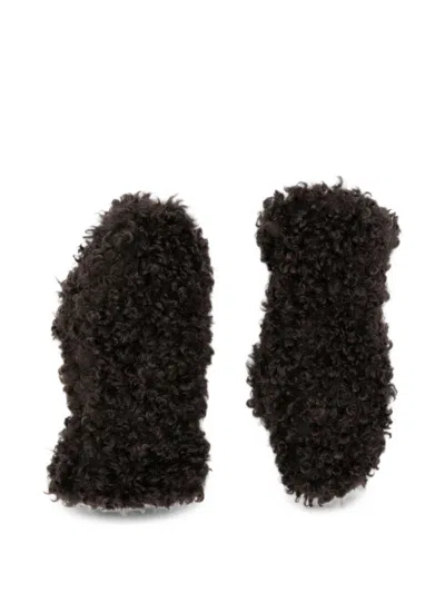 Apparis Coco Faux-shearling Mittens In Black