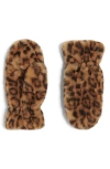 Apparis Coco Leopard Faux Fur Gloves In Brown