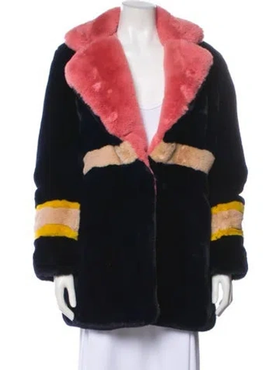 Pre-owned Apparis Colorblock Pattern Coat In Black