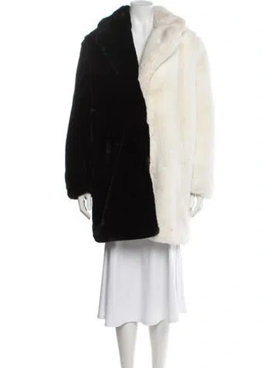 Pre-owned Apparis Colorblock Pattern Faux Fur Coat In Black