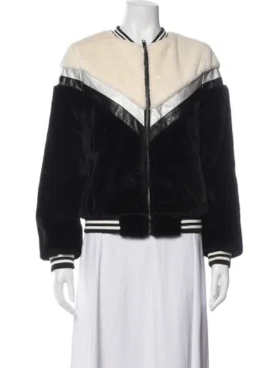 Pre-owned Apparis Colorblock Pattern Faux Fur Coat In Black