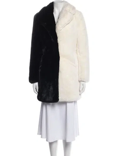 Pre-owned Apparis Colorblock Pattern Faux Fur Coat In Black