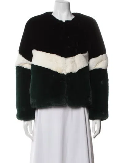 Pre-owned Apparis Colorblock Pattern Faux Fur Coat In Black