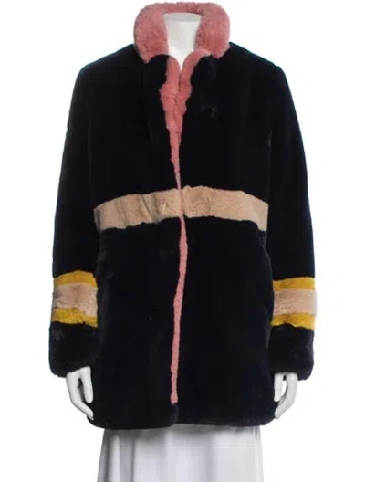Pre-owned Apparis Colorblock Pattern Faux Fur Coat In Multi