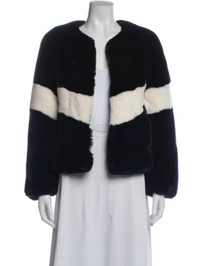 Pre-owned Apparis Colorblock Pattern Faux Fur Jacket In Black