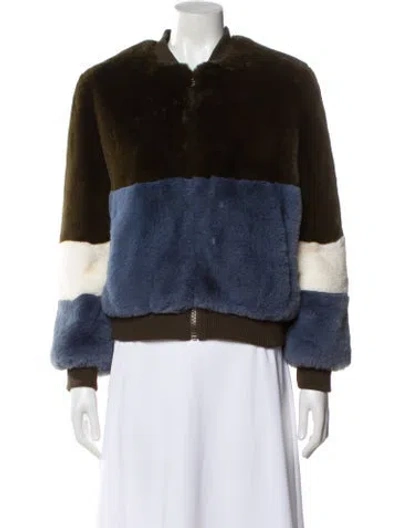 Pre-owned Apparis Colorblock Pattern Faux Fur Jacket In Blue