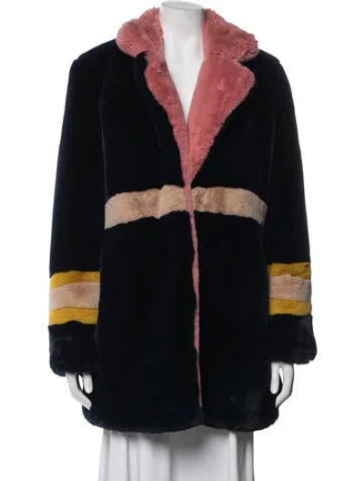 Pre-owned Apparis Colorblock Pattern Faux Fur Jacket In Blue